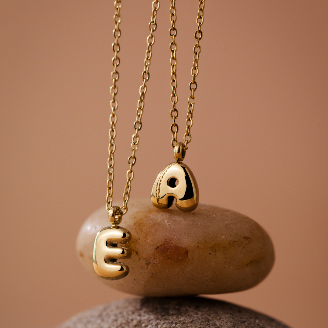Bubble Letter Necklace Rose Gold