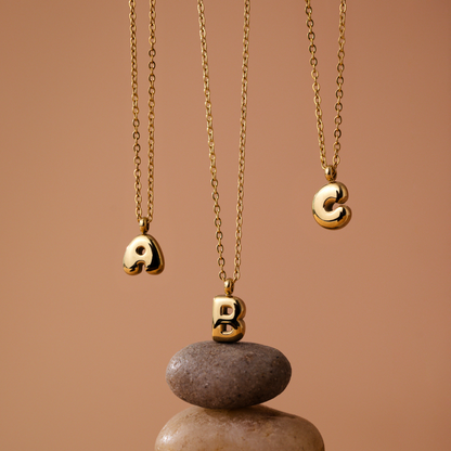 Bubble Letter Necklace Silver