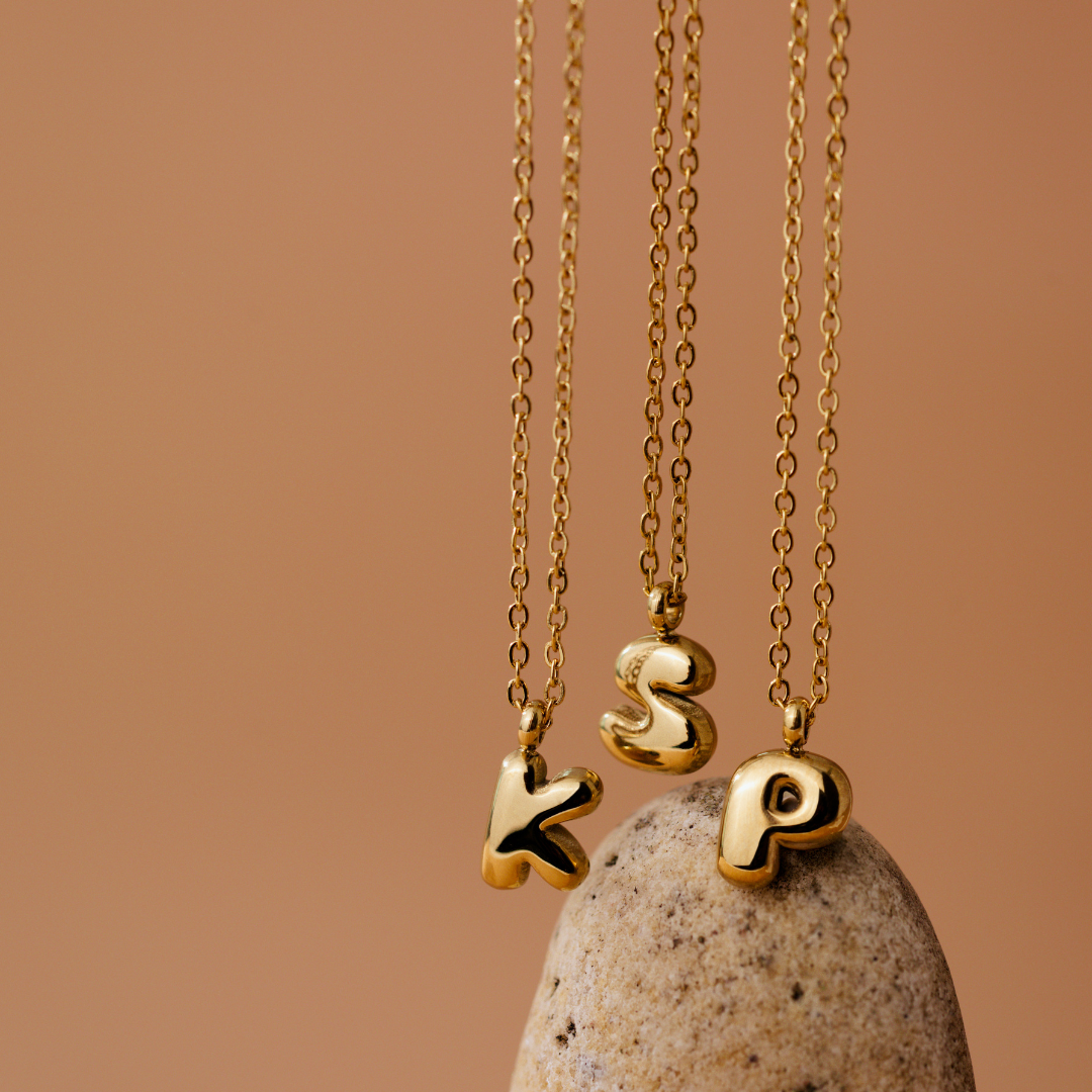 Bubble Letter Necklace Rose Gold