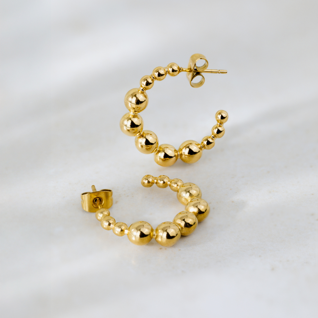 Infinite Beads Hoop Studs Gold