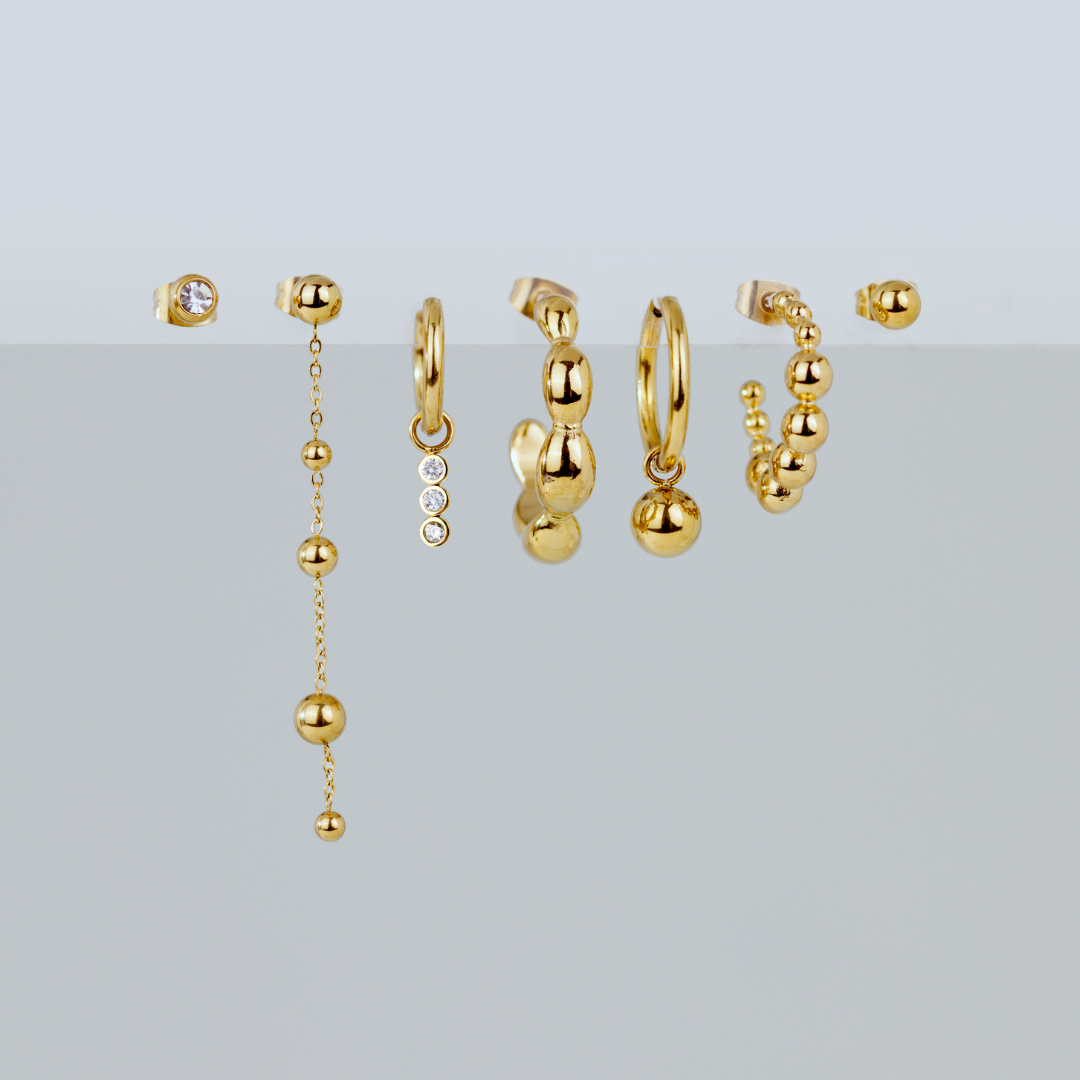 Bubbly Hoop Set Medium Gold