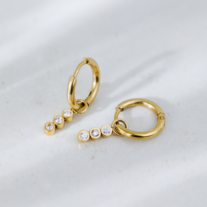 Bezel Bling Hoop Set Small Gold