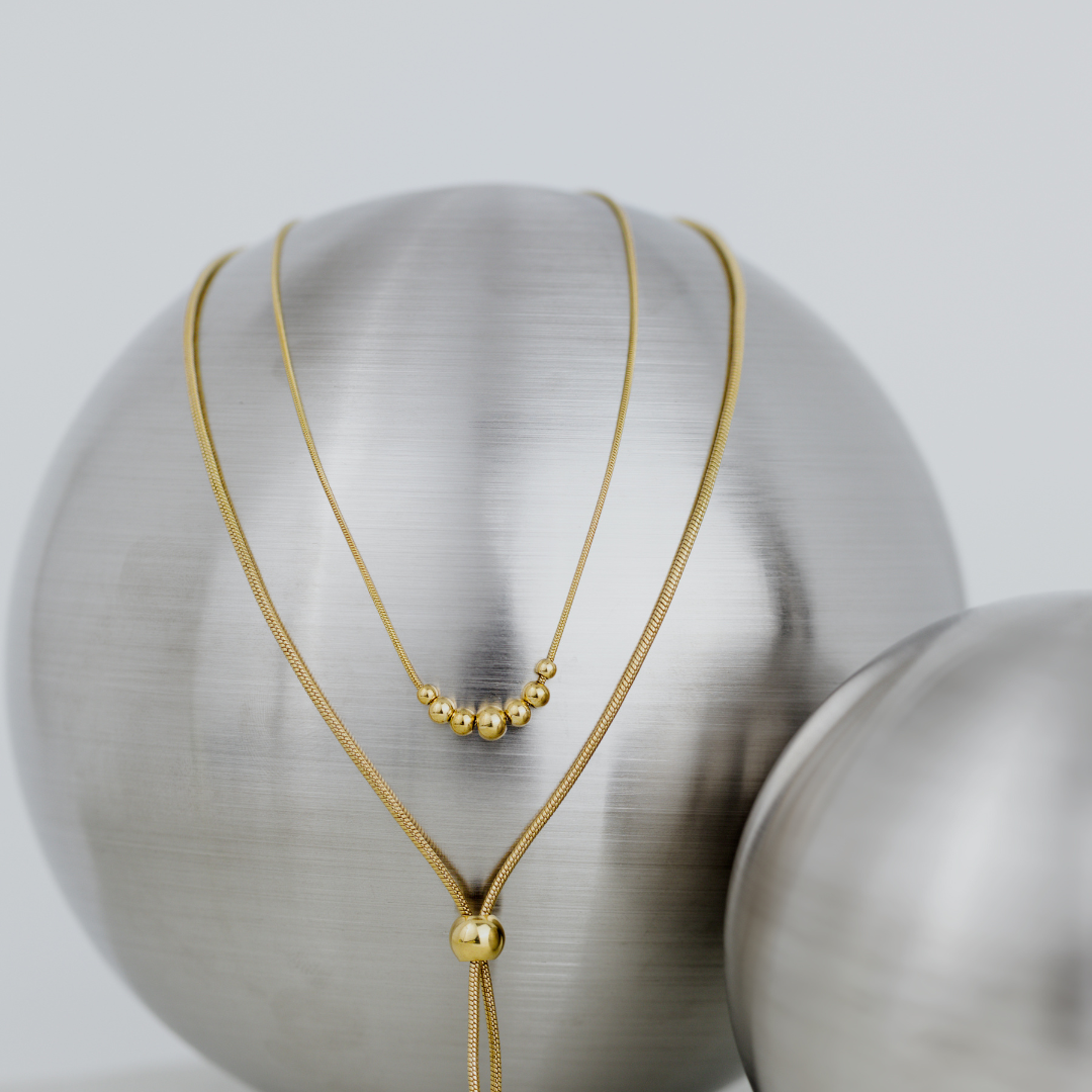 Curvy Beads Choker Gold