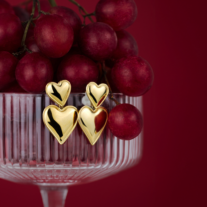 Pillow Hearts Earrings Gold