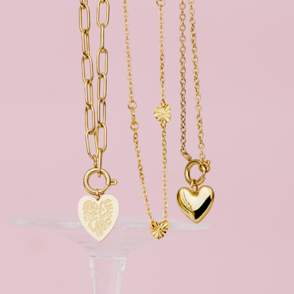 More Self-Love Oval Links Necklace Set Silver