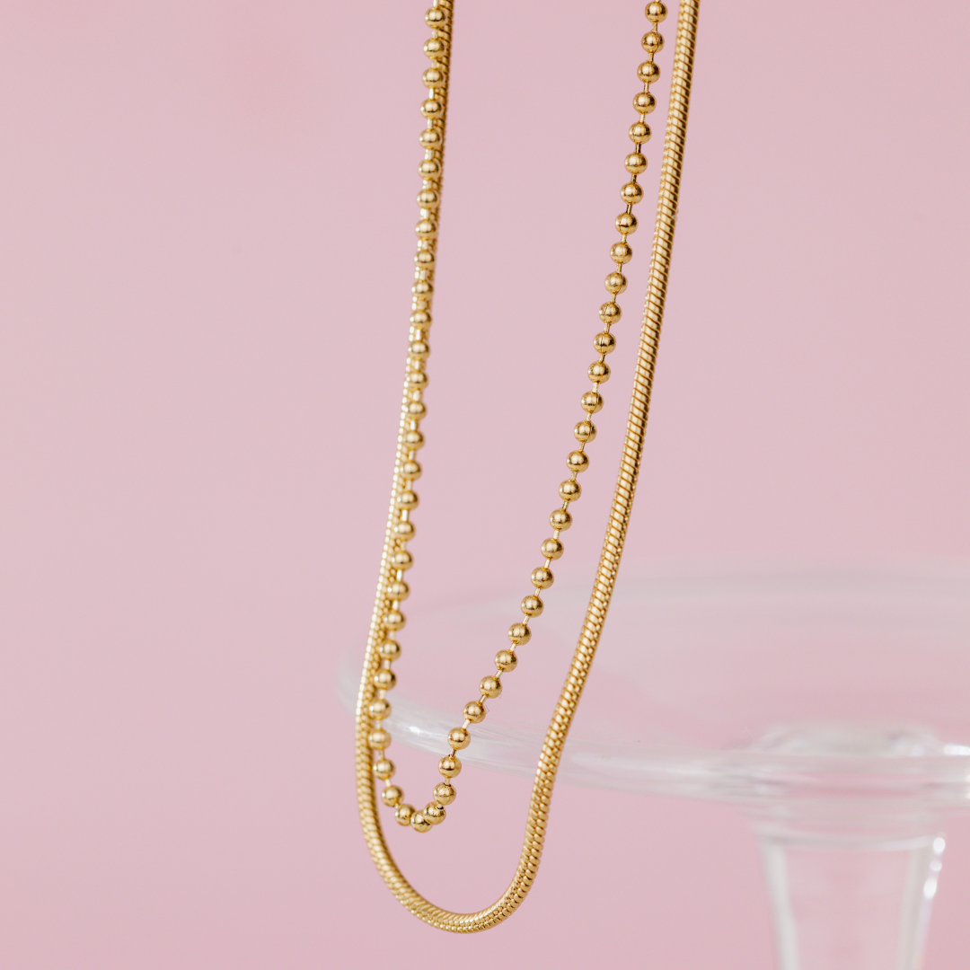 Duo Beads Necklace Silver