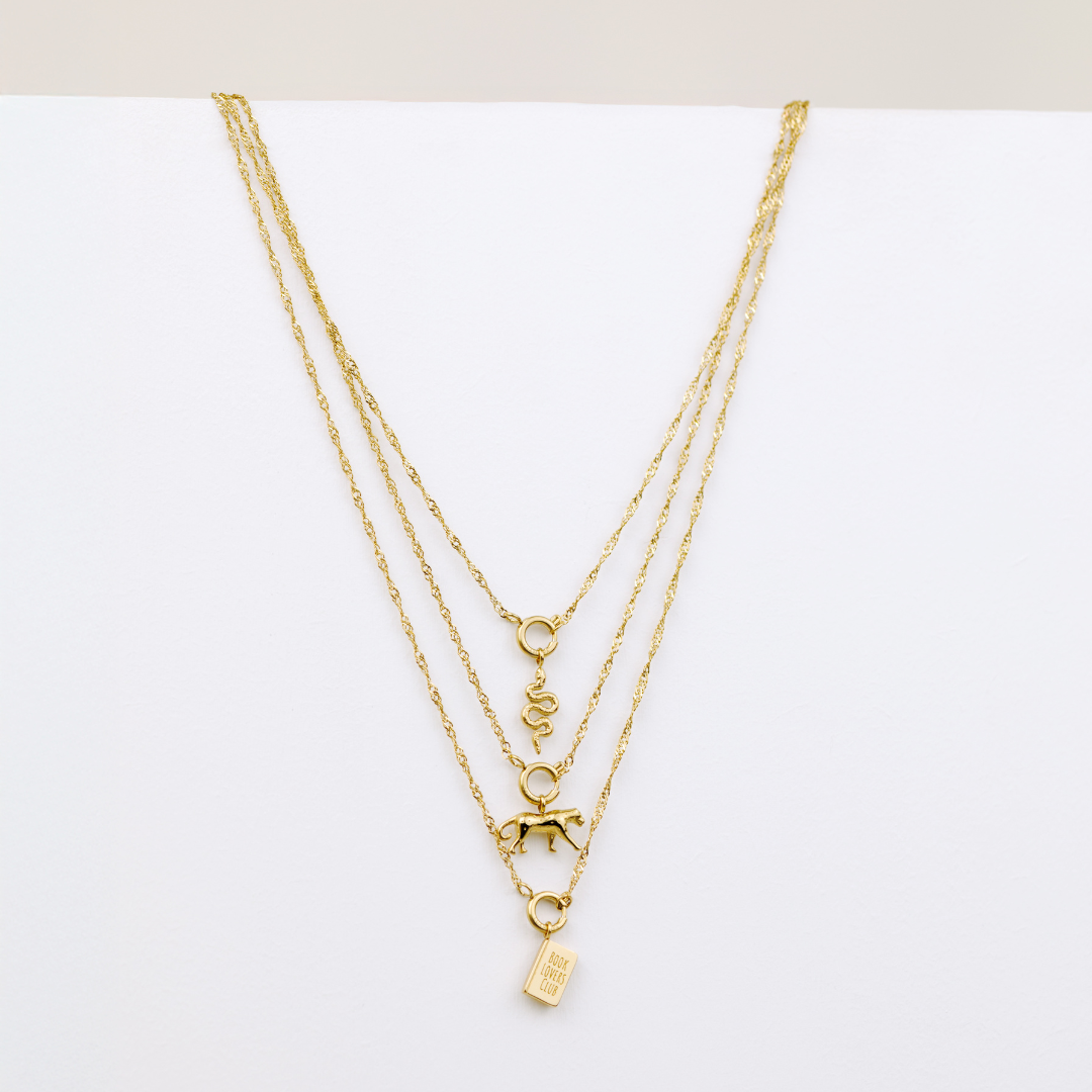 Leopard Singapore Chain Necklace Set Gold