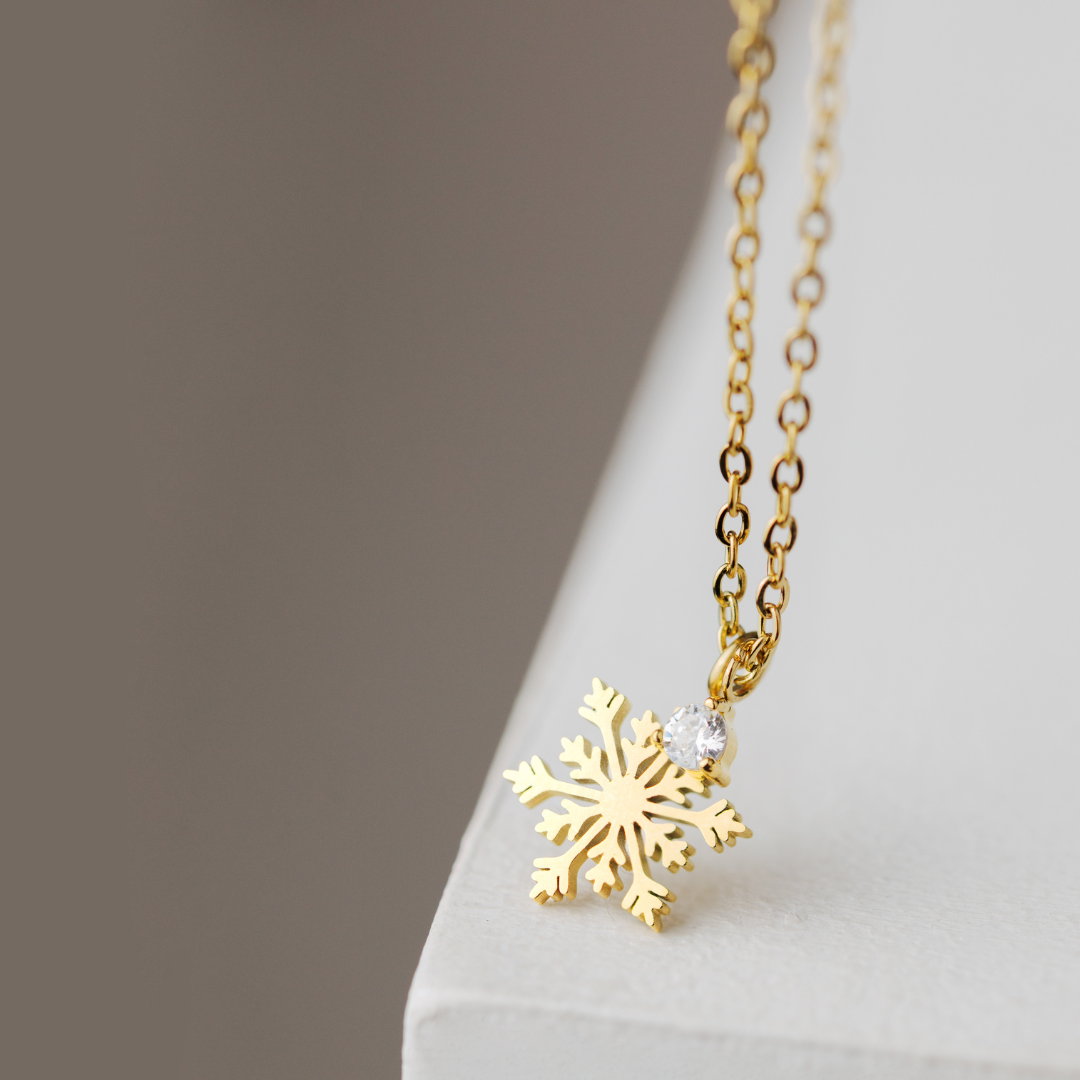 Sparkling Snowflake Necklace Roségold