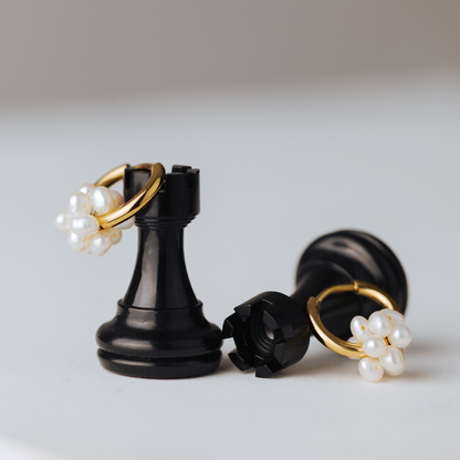 Pearl Cluster Hoops Gold