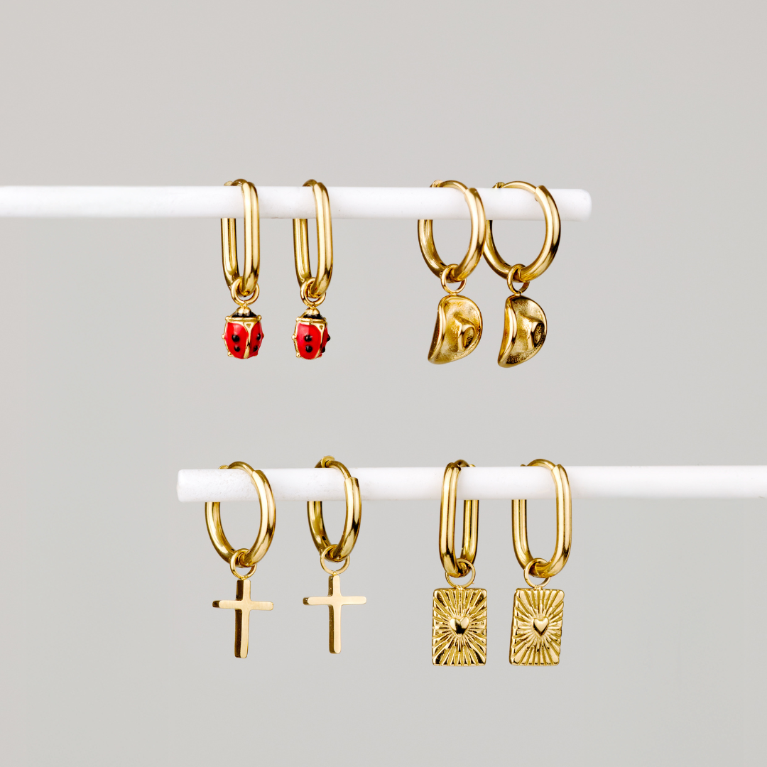 Saints Cross Hoop Set Small Roségold