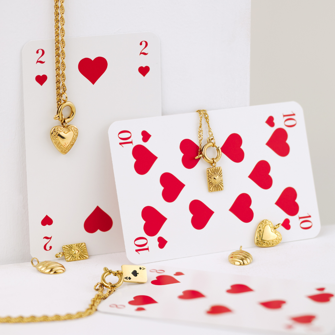 Glowing Heart Singapore Chain Necklace Set Roségold