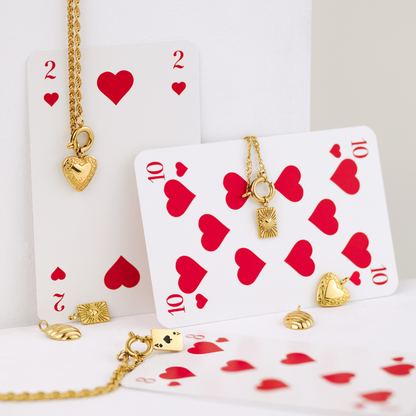 Glowing Heart Singapore Chain Necklace Set Gold