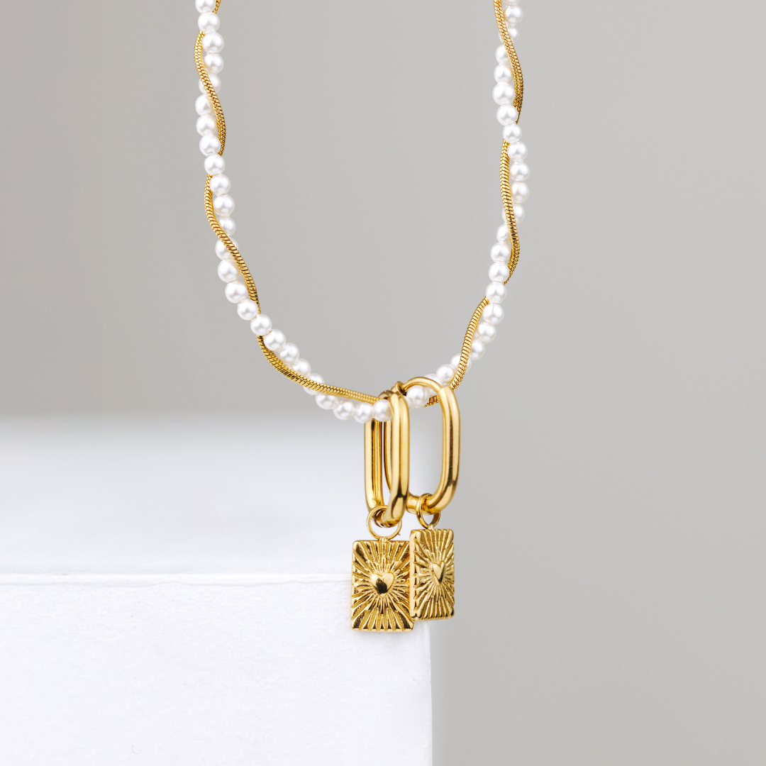 Glowing Heart Oval Hoop Set Baby Silber