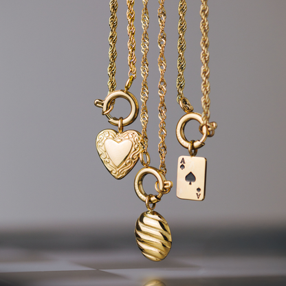 Aced Rope Chain Necklace Set Gold