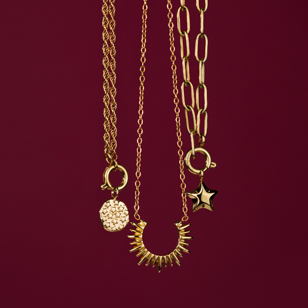 Nova Oval Links Necklace Set Gold