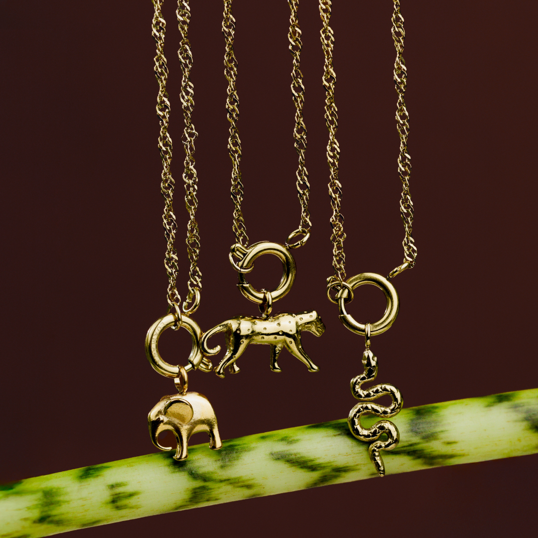 Elephant Singapore Chain Necklace Set Gold