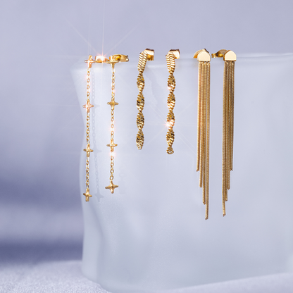 DNA Strand Studs Gold