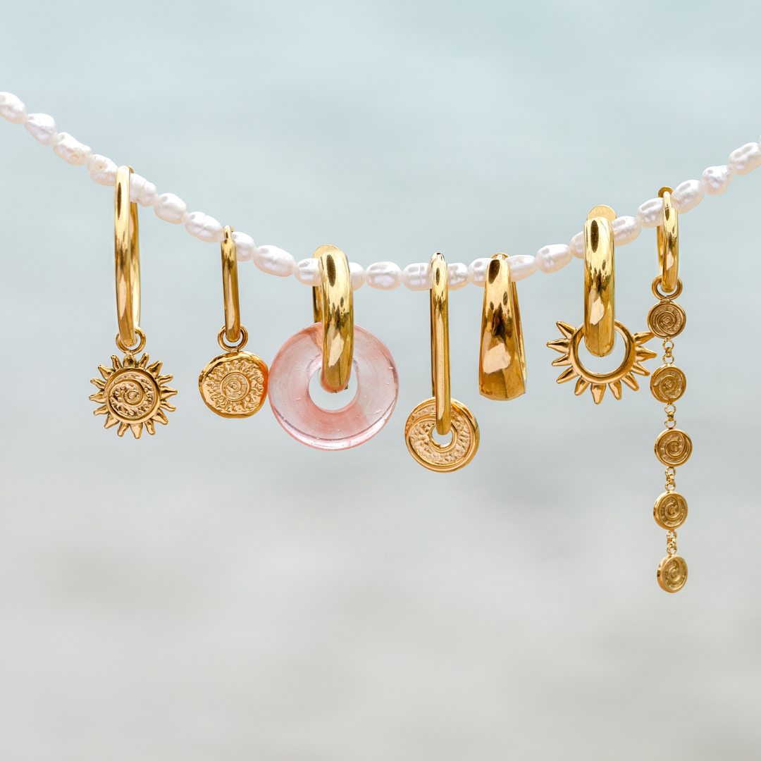 Chunky Peachy Donut Hoop Set Medium Gold