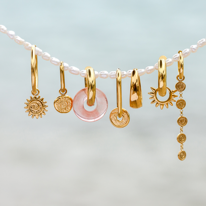 Chunky Peachy Donut Hoop Set Medium Gold