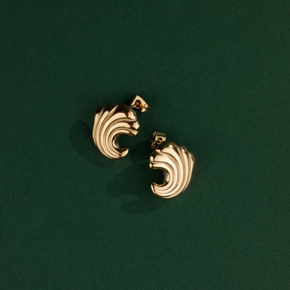 Bold Wave Studs Gold