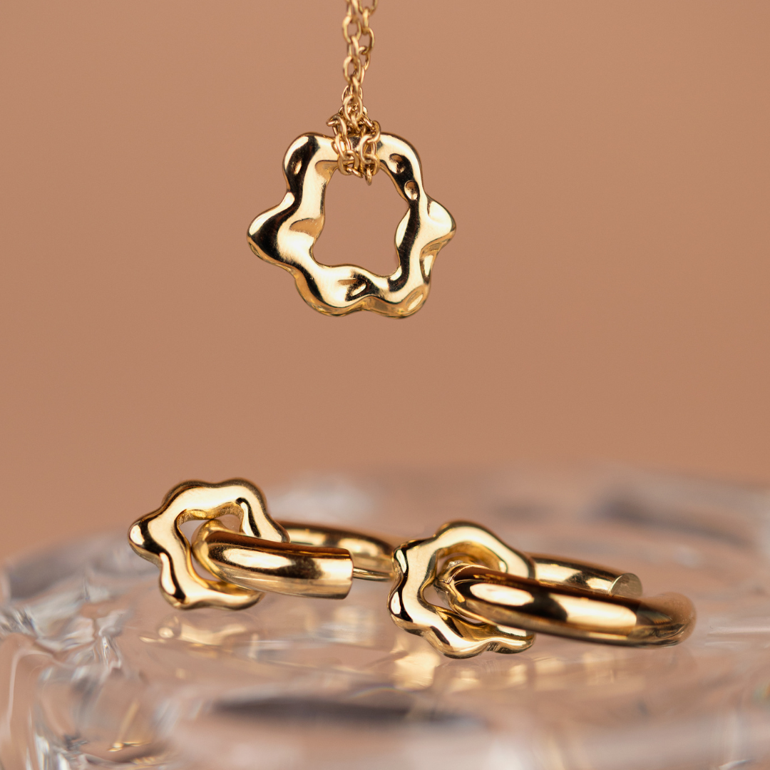 Chunky Melting Donut Hoop Set Medium Gold