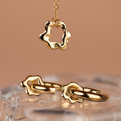 Chunky Melting Donut Hoop Set Medium Gold