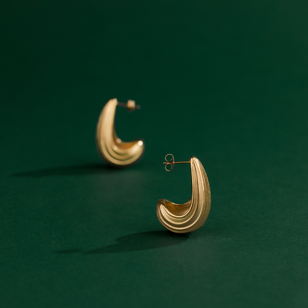 Textured Droplet Studs Small Gold