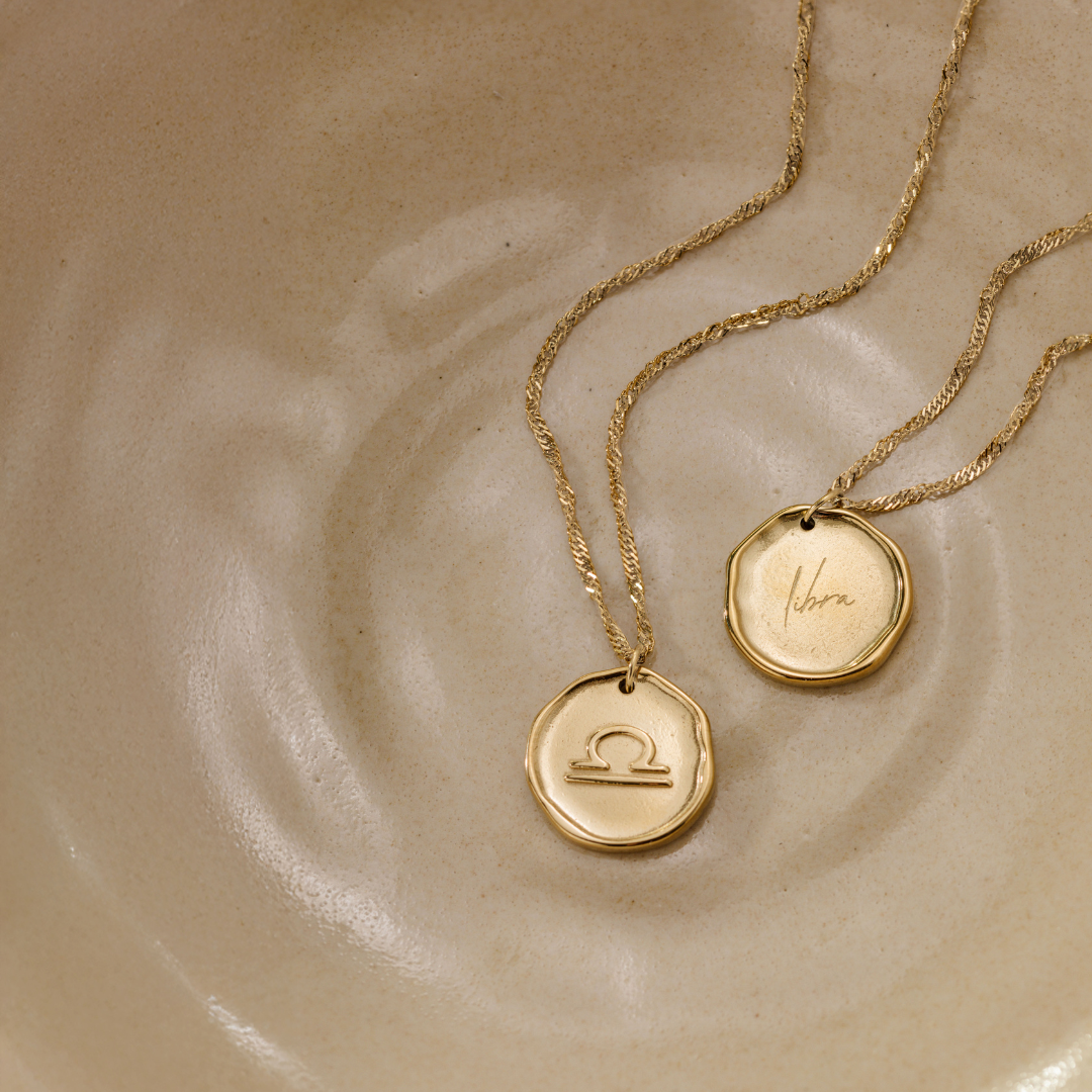 Zodiac Necklace – Libra Gold