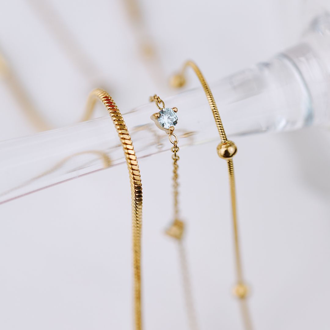 Squared Snake Chain Necklace Gold