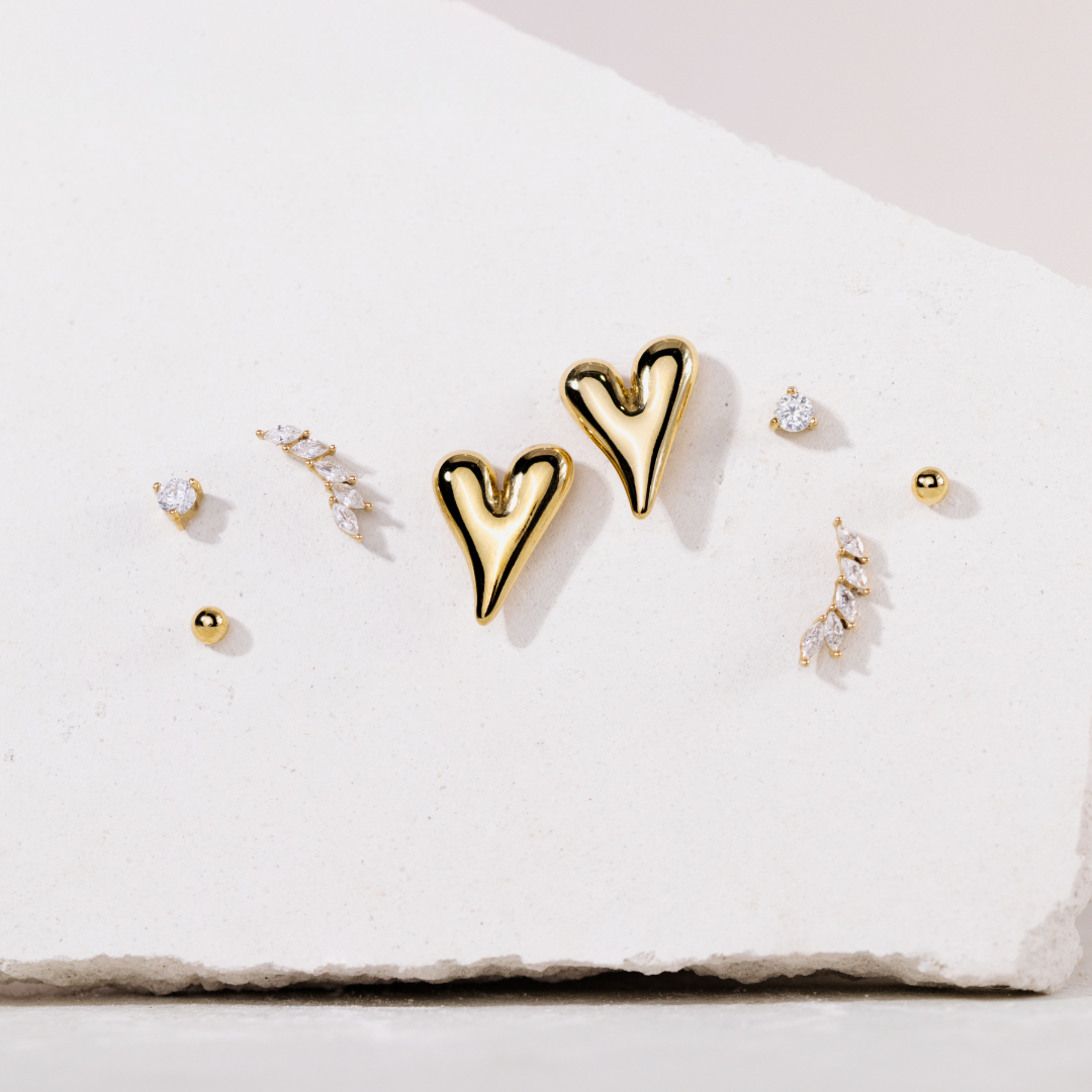 Sparkle Leaf Stud Bundle Rose Gold