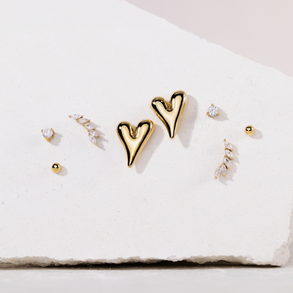 Sparkle Leaf Studs Rose Gold