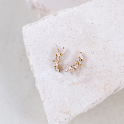 Sparkle Leaf Studs Gold