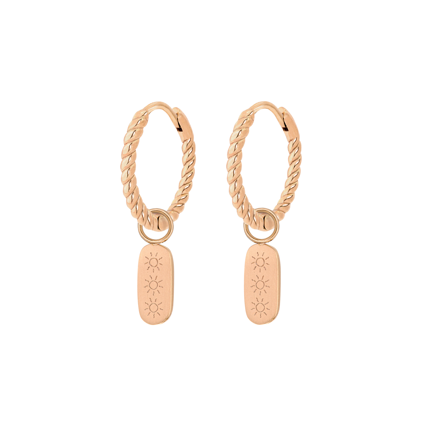 Under the Sun Twisted Hoop Set Small Rose Gold