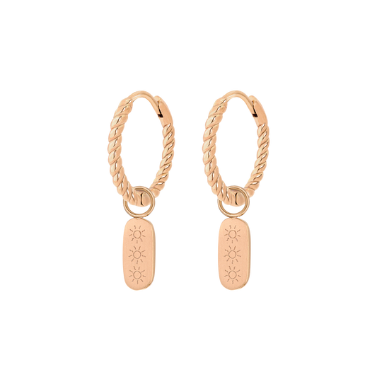 Under the Sun Twisted Hoop Set Small Rose Gold