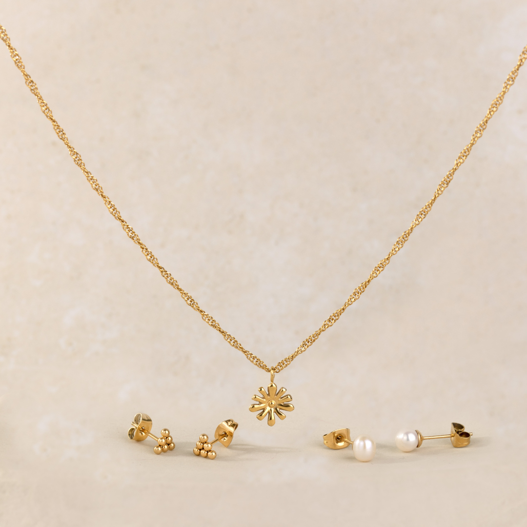 Tiny Beads Studs Rose Gold