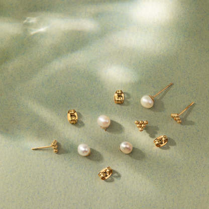 Tiny Beads Studs Gold