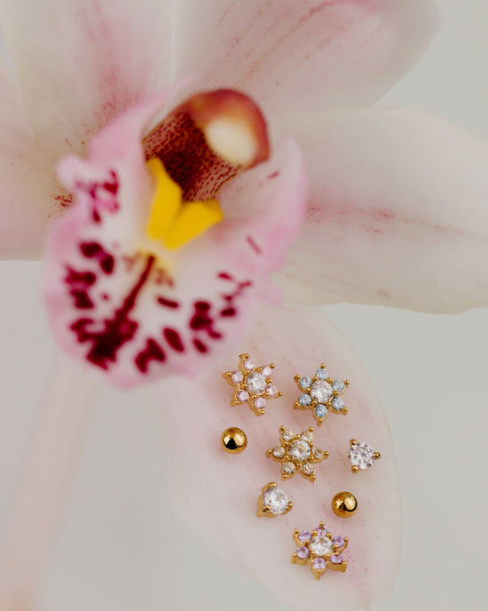 Glimmering Petals Stud Bundle Gold