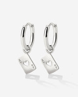 Heart Ace Hoop Set Small Silver
