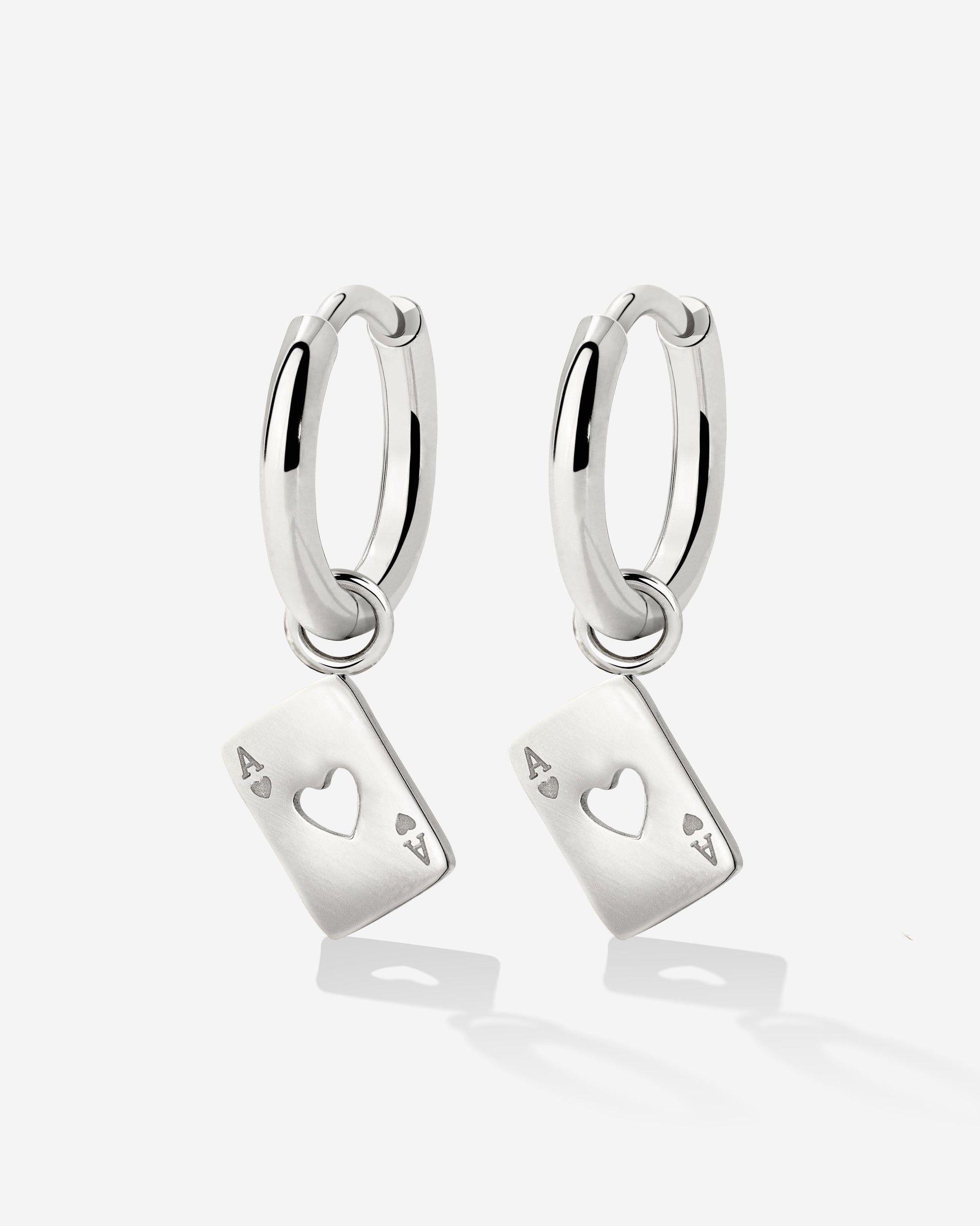 Heart Ace Hoop Set Small Silver