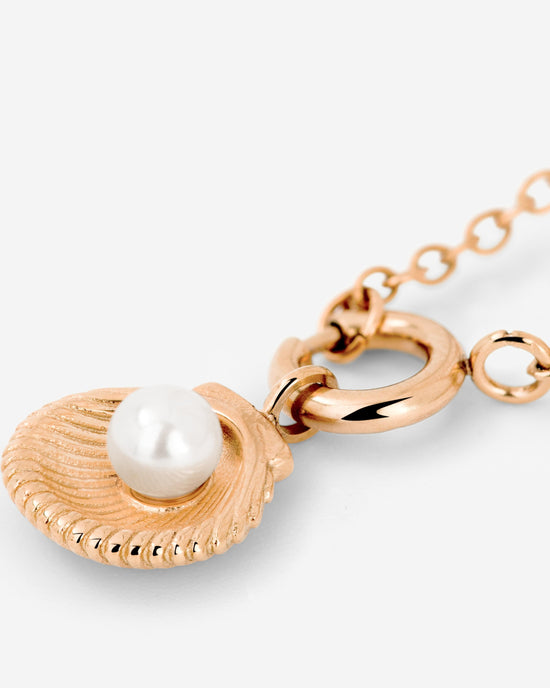 Pearly Shell Classic Chain Necklace Set Rose Gold
