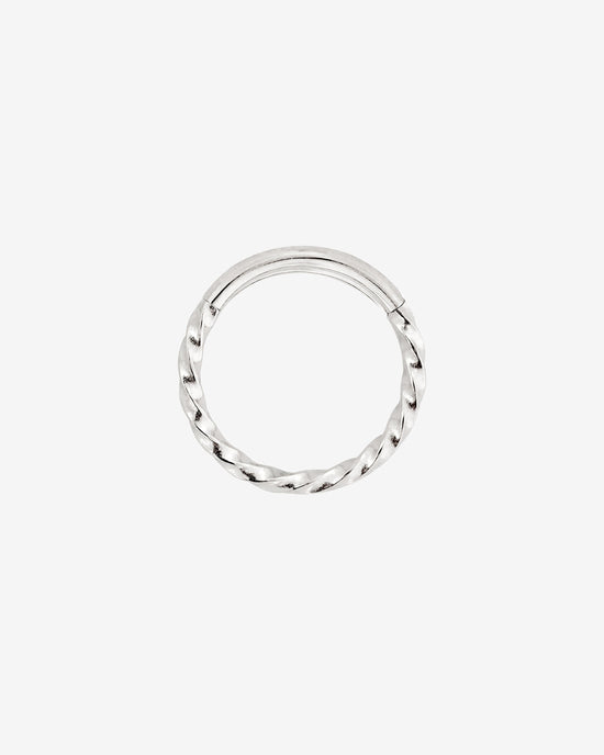 Twisted Click Piercing Ring Silver