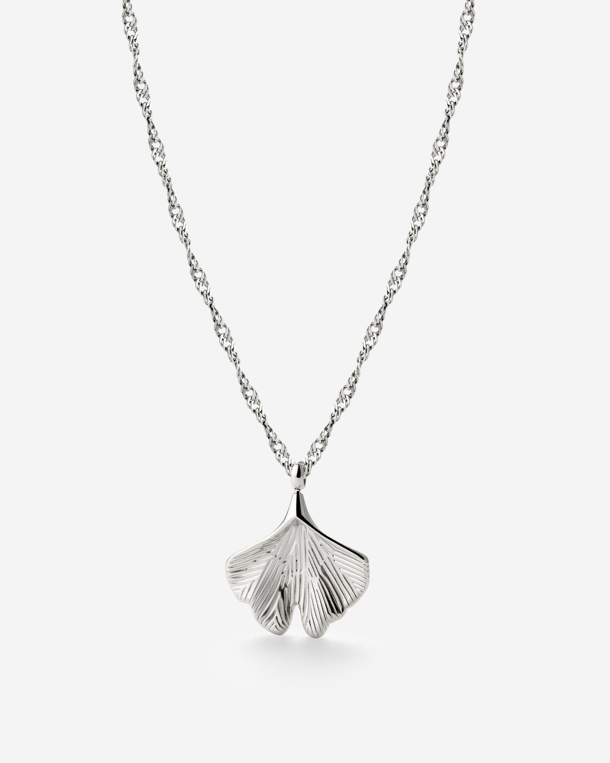 Ginkgo Leaf Necklace Silver