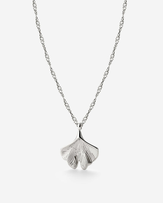 Ginkgo Leaf Necklace Silver
