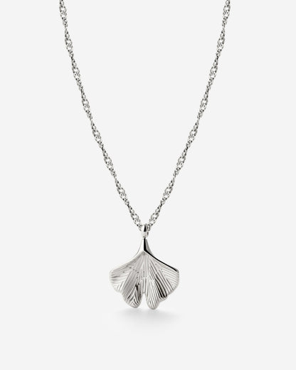 Ginkgo Leaf Necklace Silver