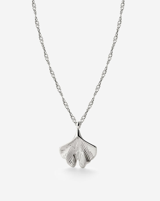 Ginkgo Leaf Necklace Silver
