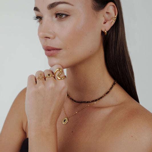 Terra Ring Stud Earrings Gold