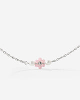 Pretty Pink Daisy Necklace Silver