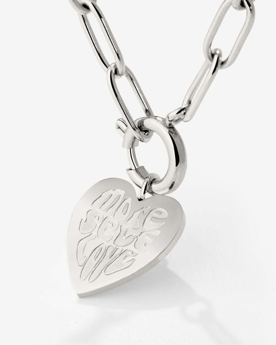 More Self-Love Oval Links Necklace Set Silver