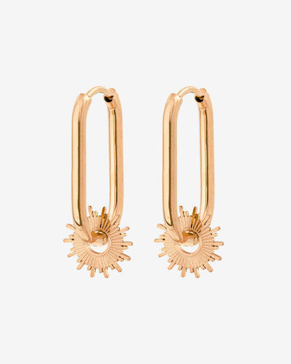 Sun Ray Oval Hoops Small Rose Gold