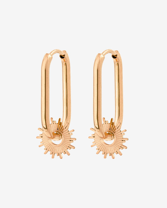Sun Ray Oval Hoops Small Rose Gold